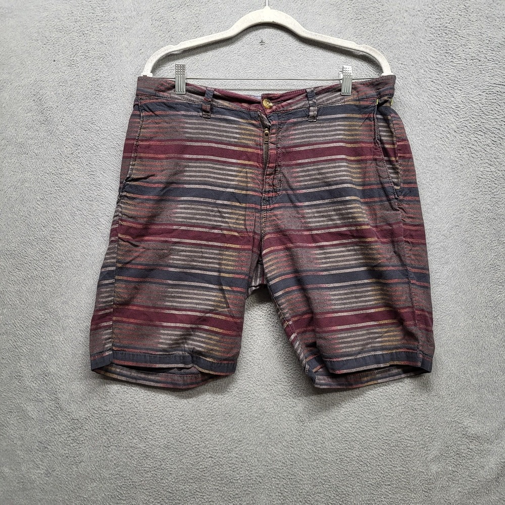 Vans Men Shorts 34 Multicolor Striped Button Zipper 8" Inseam
